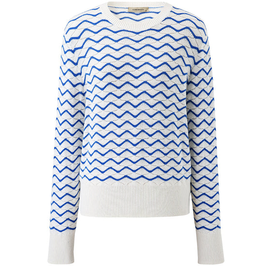 COMOBOCA 100% Cashmere Women's Wave Pattern Knit Sweater