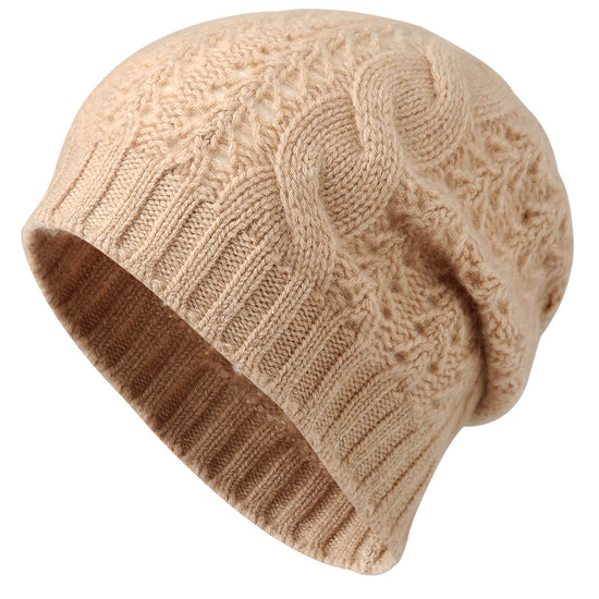COMOBOCA 100% Cashmere Classic Cable Knit Beanie