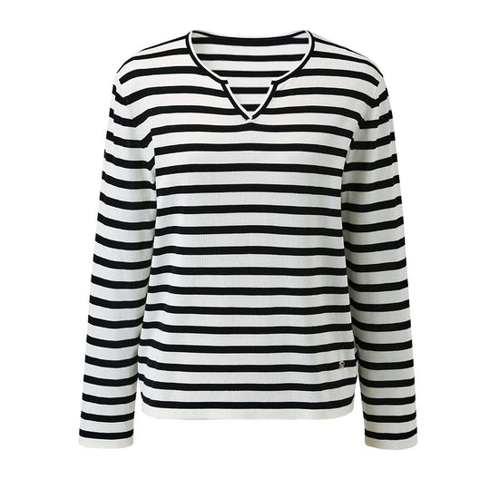 COMOBOCA Women's Striped Long Sleeve V-Neck T-Shirt