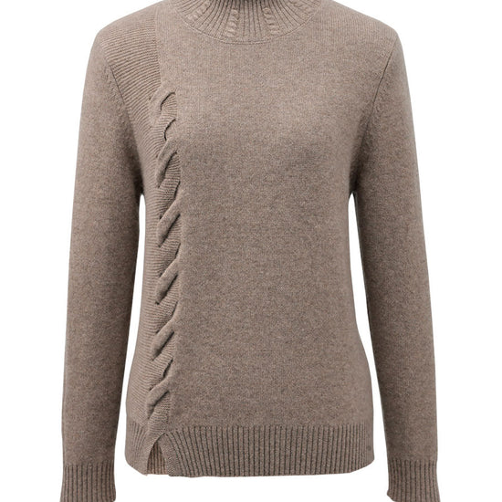 COMOBOCA 100% Cashmere Women's Ribbed Cable Knit Sweater