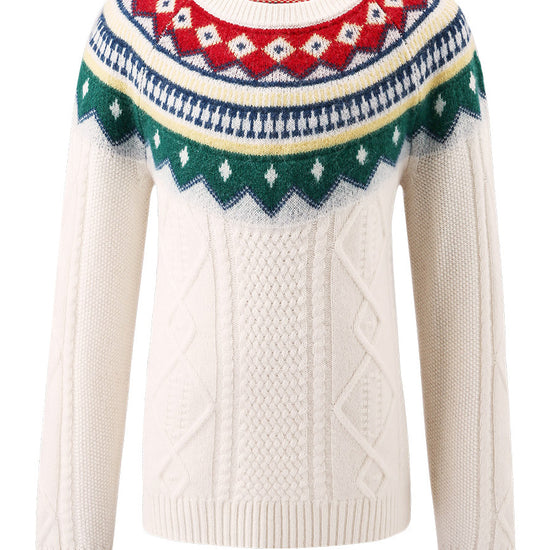 COMOBOCA 100% Wool Kids' Vintage Fair Isle Knit Sweater