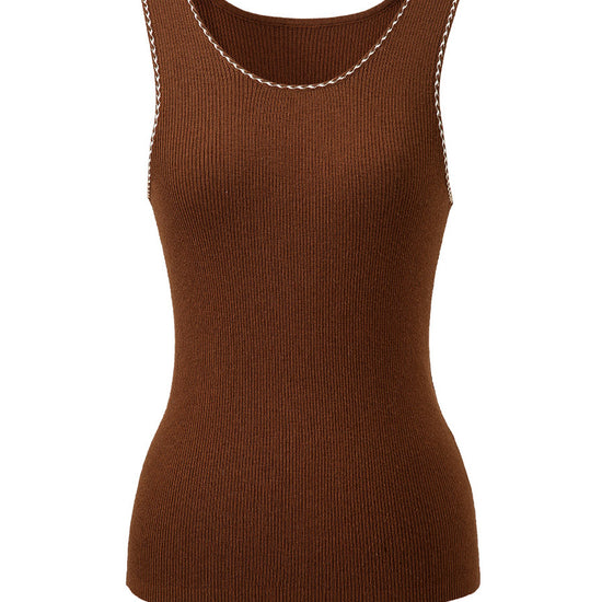 COMOBOCA 100% Wool Women's Sleek Ribbed Knit Tank Top