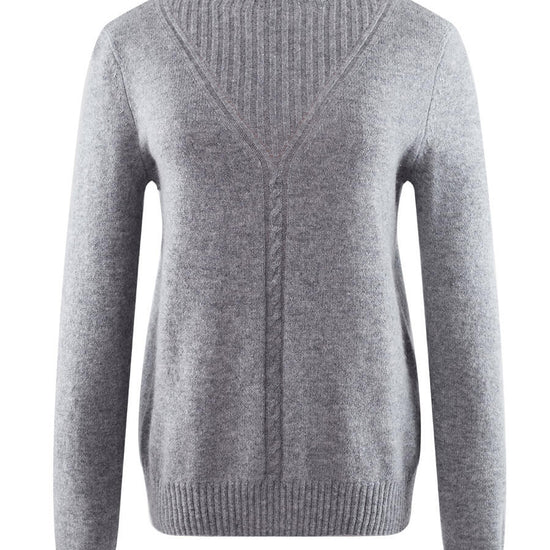 COMOBOCA LIGHT GREY 100% Cashmere Mock Neck Ribbed Knit Sweater