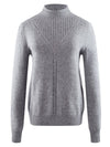 COMOBOCA LIGHT GREY 100% Cashmere Mock Neck Ribbed Knit Sweater