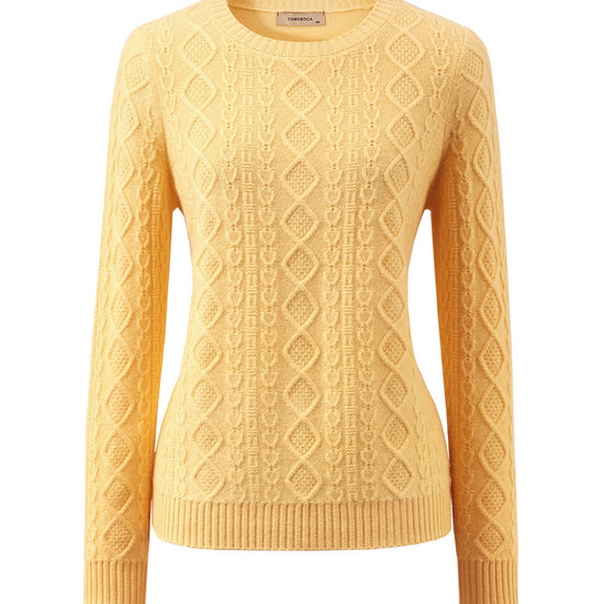 COMOBOCA 100% Wool Women's Cable Knit Sweater