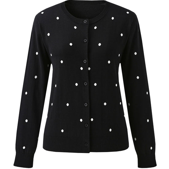 COMOBOCA Women's Lyocell Polka Dot Knit Cardigan