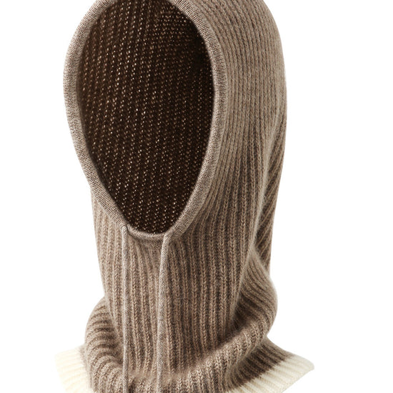 COMOBOCA 100% Cashmere Women's Ribbed Cozy Reversible Knit Hood