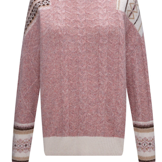 COMOBOCA 100% Cashmere Women's Intricate Sleeve Knit Sweater
