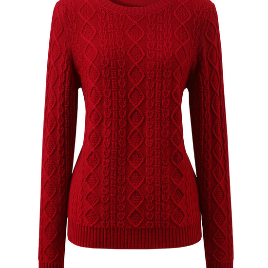 COMOBOCA 100% Wool Women's Cable Knit Sweater