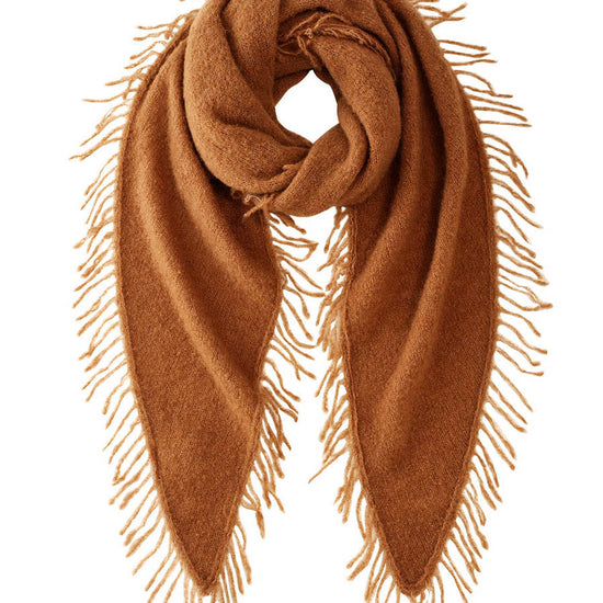 COMOBOCA Bronze Women's Fringed Triangle Knit Scarf