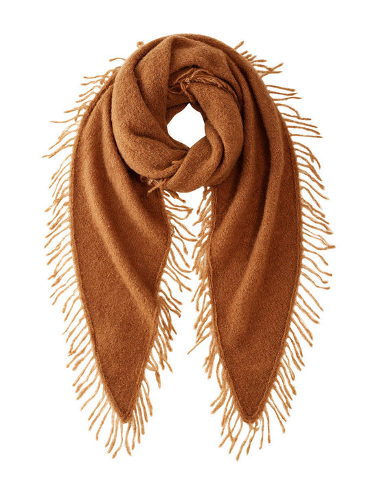 COMOBOCA Bronze Women's Fringed Triangle Knit Scarf