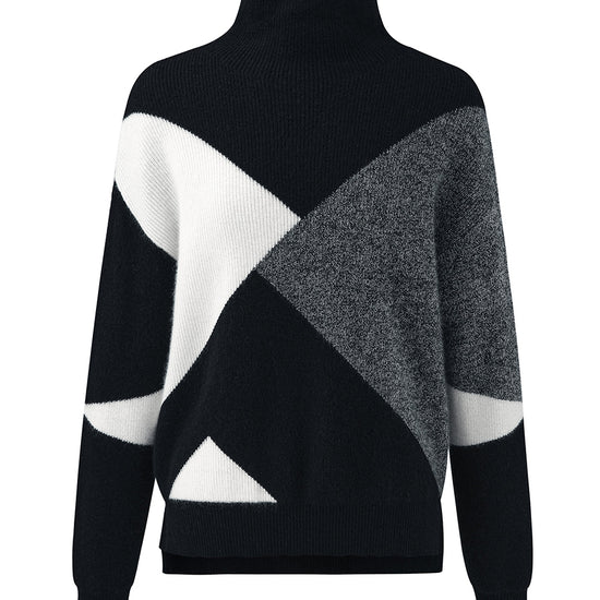 COMOBOCA 100% Cashmere Women's Geometric Turtleneck Sweater