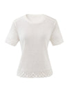 COMOBOCA Women's Lace Trim Knit T-Shirt