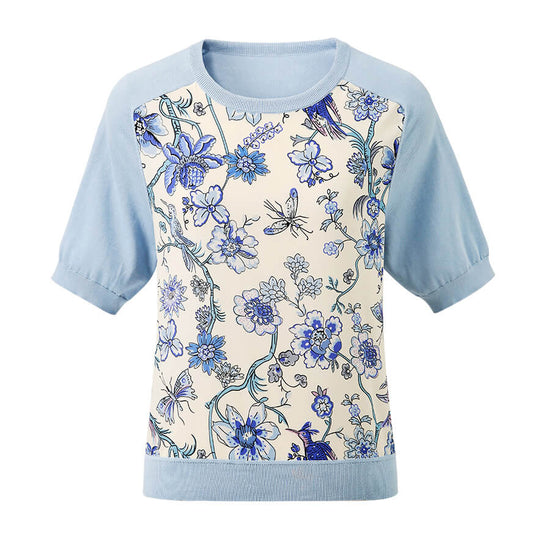 COMOBOCA Women's Floral Print Raglan Sleeve T-Shirt