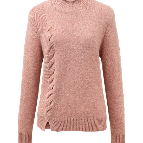 COMOBOCA 100% Cashmere Women's Ribbed Cable Knit Sweater