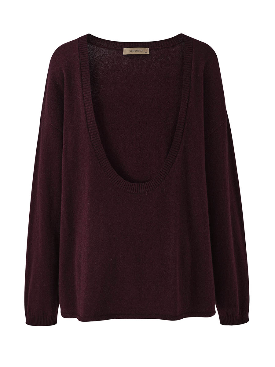 COMOBOCA 100% Wool Women's Oversized U-Neck Sweater