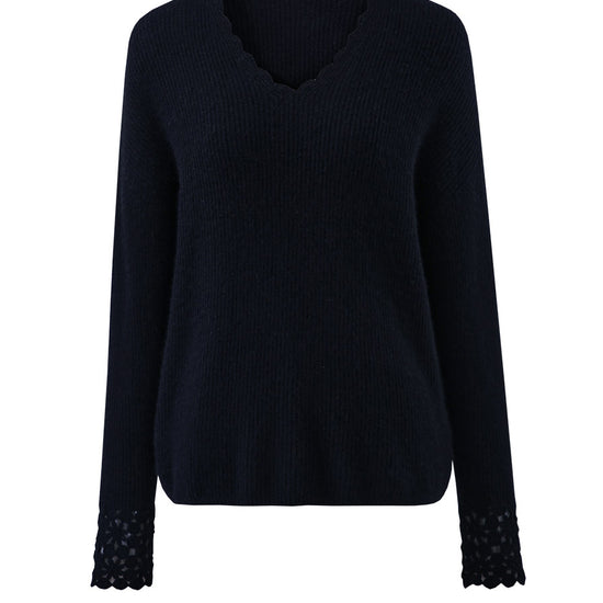 COMOBOCA 100% Cashmere Women's V-Neck Loose Knit Sweater