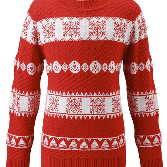 COMOBOCA 100% Wool Kids' Nordic Snowflake Knit Sweater