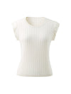 COMOBOCA Women's Ruffled Cap Sleeve Ribbed Knit Blouse