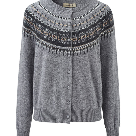 COMOBOCA 100% Cashmere Women's Fair Isle Cardigan Sweater