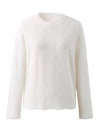 COMOBOCA Women's Textured Sheer Knit Round Neck Sweater