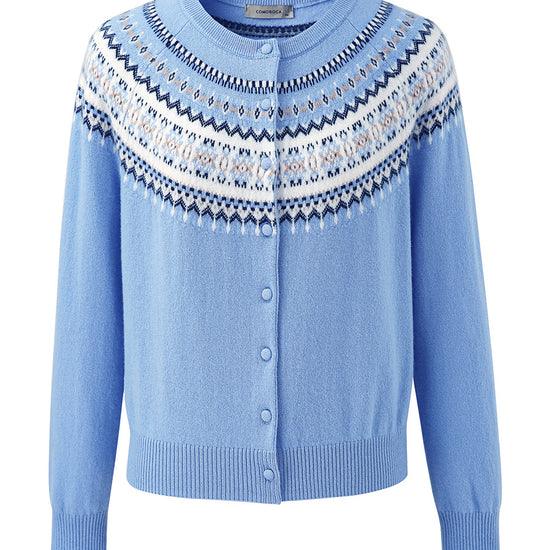COMOBOCA 100% Cashmere Women's Fair Isle Cardigan Sweater