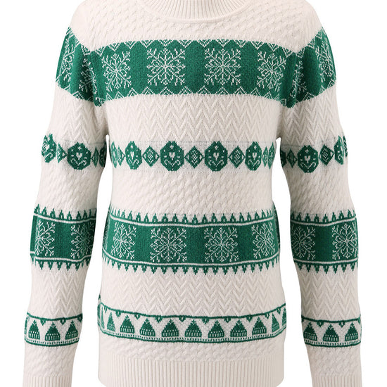 COMOBOCA 100% Wool Kids' Nordic Snowflake Knit Sweater