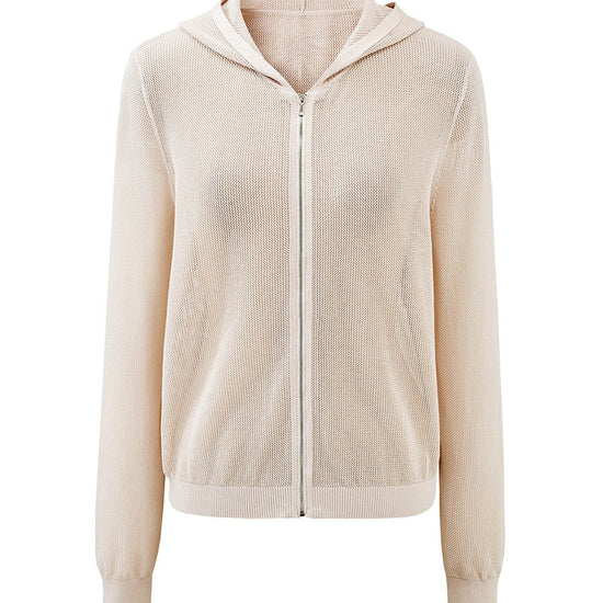 COMOBOCA Women's Sheer Mesh Hooded Zip Up Cardigan