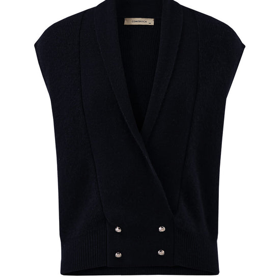 COMOBOCA 100% Cashmere Women's Knit Sleeveless Wrap Vest