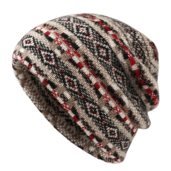 COMOBOCA Fair Isle 100% Cashmere Women's Boho Fair Isle Pattern Knit Beanie