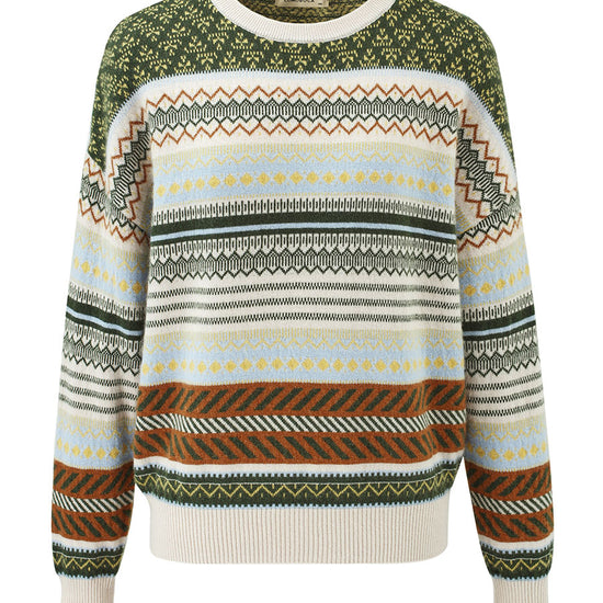 COMOBOCA 100% Cashmere Women's Fair Isle Round Neck Sweater