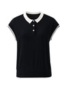 COMOBOCA Women's Cotton Silk Ribbed Polo Neck Knit T-Shirt