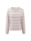 COMOBOCA Women's Striped Round Neck Knit Sweater