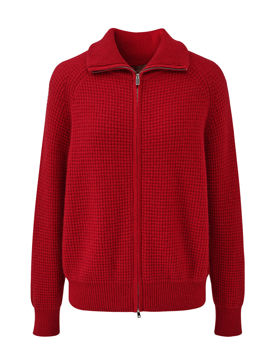 100% Cashmere Women's Double Zip Knit Cardigan – COMOBOCA