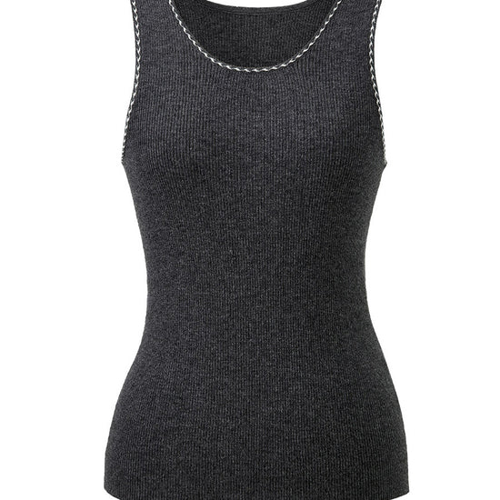 COMOBOCA 100% Wool Women's Sleek Ribbed Knit Tank Top