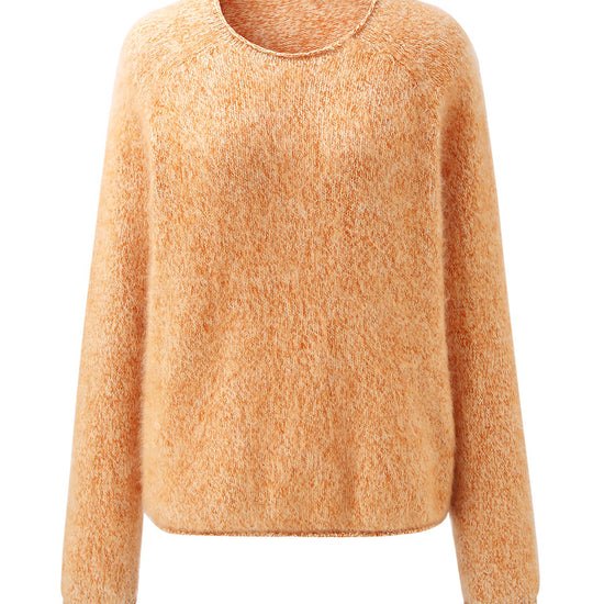COMOBOCA 100% Wool Women's Fuzzy Round Neck Sweater
