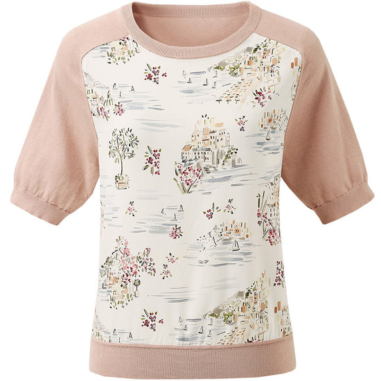 COMOBOCA Women's Floral Print Raglan Sleeve T-Shirt