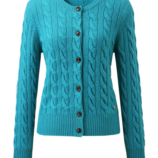 COMOBOCA 100% Cashmere Women's Cable Knit Button Cardigan