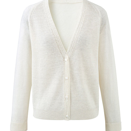 COMOBOCA Women's Ribbed V-Neck Button Cardigan