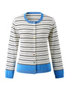 COMOBOCA Women's Striped Color Block Button Front Cardigan