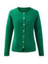 COMOBOCA 100% Wool Women's Round Neck Cardigan Sweater