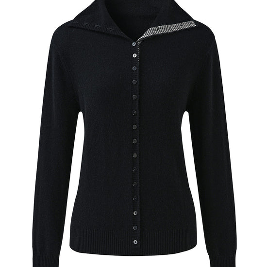 COMOBOCA 100% Cashmere Women's Turtleneck Button-Up Cardigan