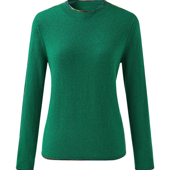 COMOBOCA 100% Cashmere Women's Sweater with Built-in Collar