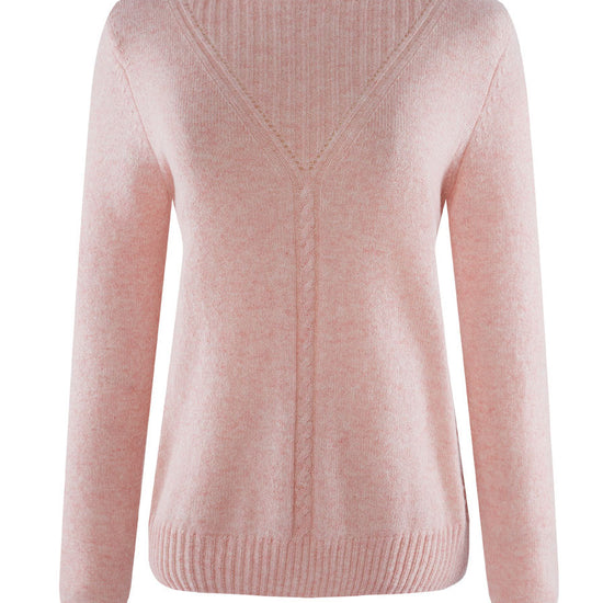 COMOBOCA LIGHT PINK 100% Cashmere Mock Neck Ribbed Knit Sweater