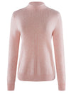 COMOBOCA LIGHT PINK 100% Cashmere Mock Neck Ribbed Knit Sweater