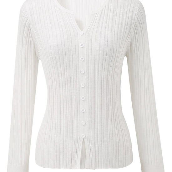 COMOBOCA Women's Ribbed V-Neck Faux Cardigan Sweater