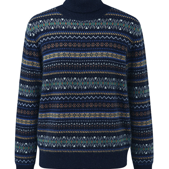 COMOBOCA 100% Cashmere Women's Fair Isle Turtleneck Sweater