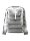 COMOBOCA Women's Striped Henley Button Knit Sweater