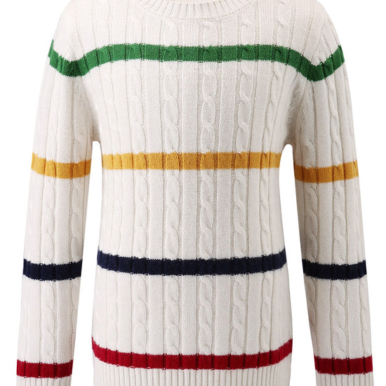 COMOBOCA 100% Wool Kids' Colorful Striped Knit Sweater