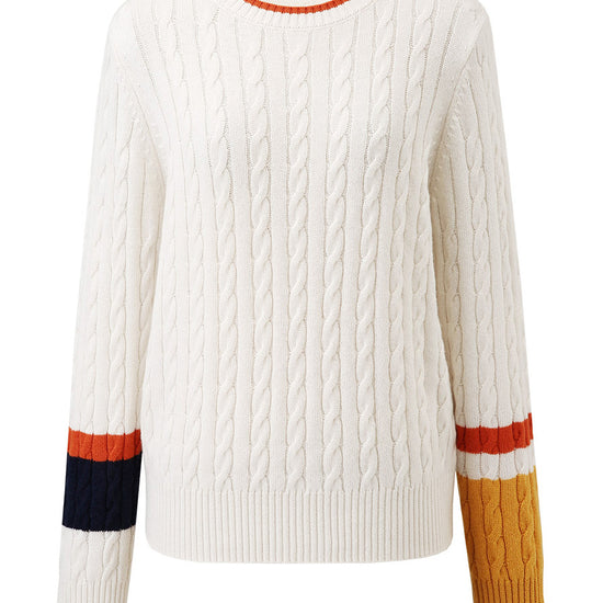 COMOBOCA 100% Wool Women's Colorblock Cable Knit Sweater